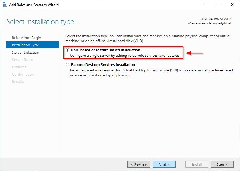 Select Role-based or feature-based installation option - img