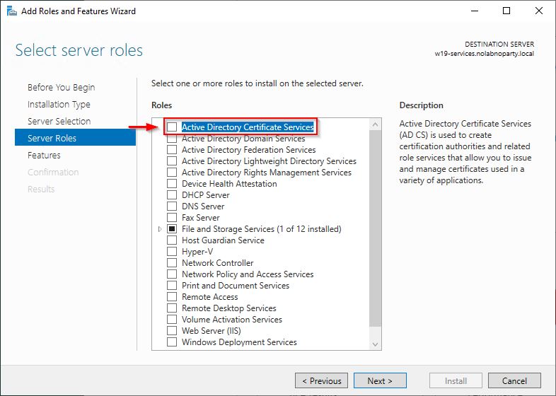 Select the Active Directory Certificate Services role - img