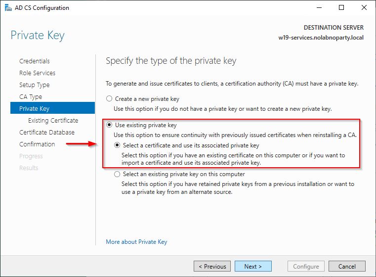 Use existing private key - img