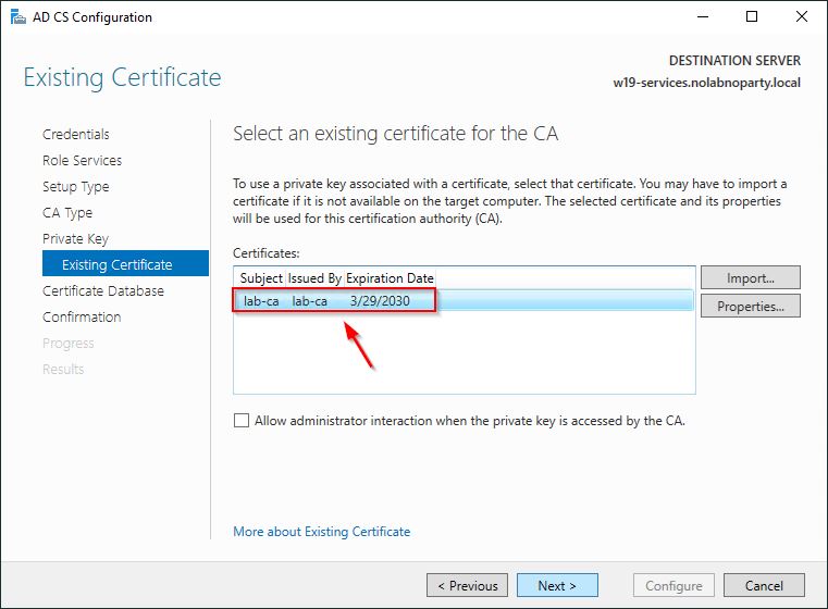 Select the imported certificate and click Next - img
