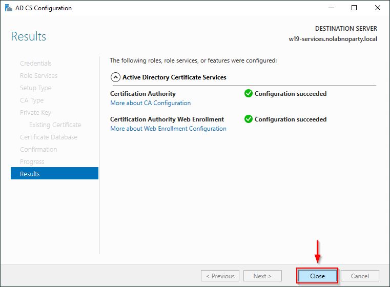 Click Close when the configuration completes successfully - img