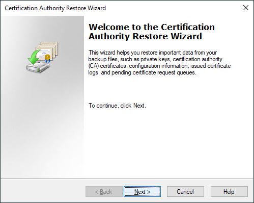 Certification Authority Restore Wizard - img