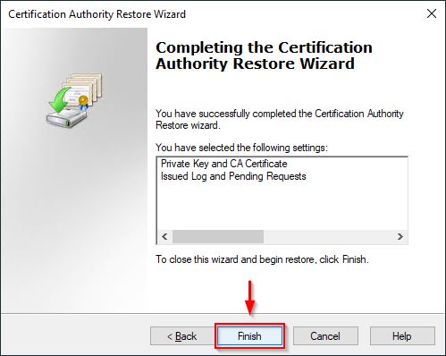 Click Finish to restore the database - img
