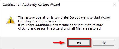 Click Yes to start Active Directory Certificate Services - img